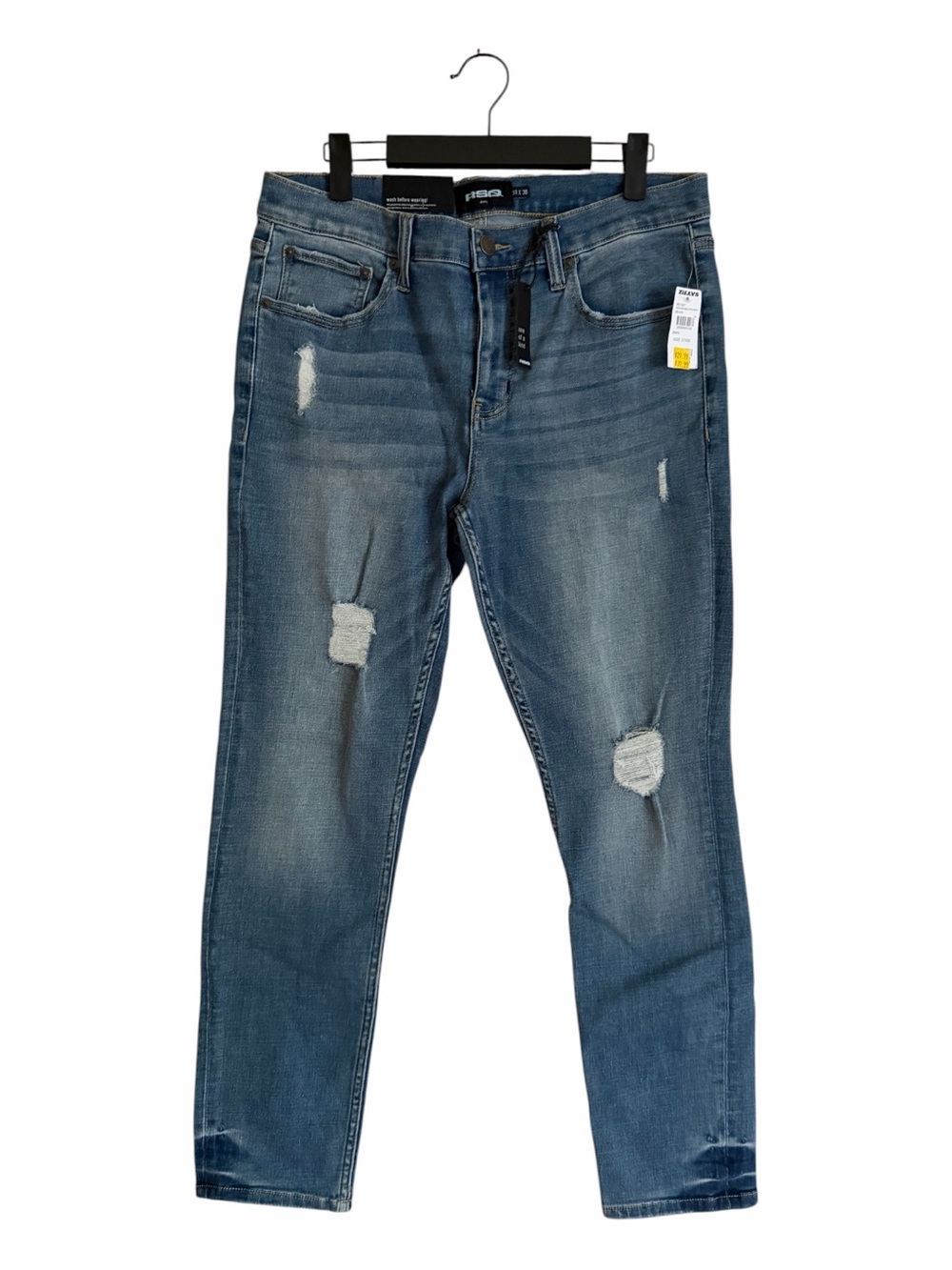 RSQ Young Men's Skinny Ripped Blue Jeans